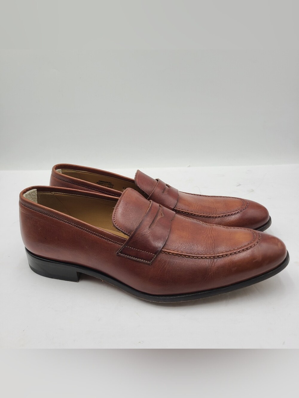 B32 Ace Marks Driving Moccasins Brown Leather Slip On Loaf Dress Shoes Men US 12